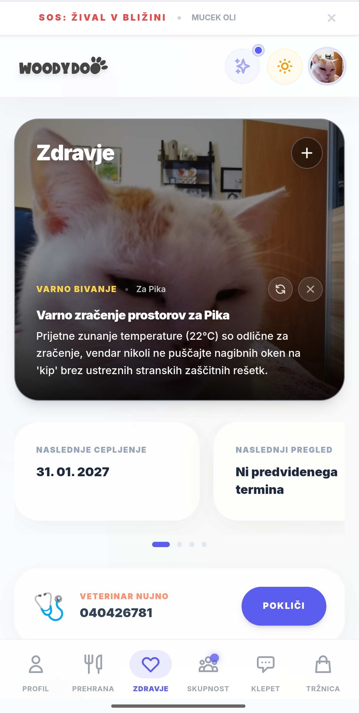 WoodyDoo aplikacija – Zdravje in termini