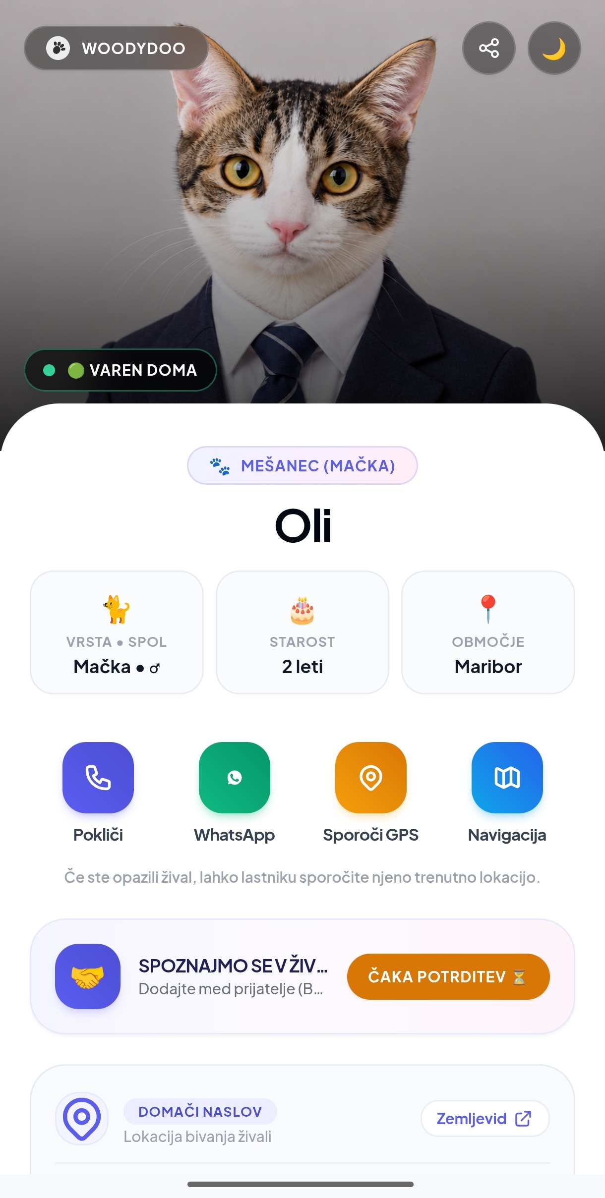Javni profil WoodyDoo – Oli in možnosti za stik z lastnikom