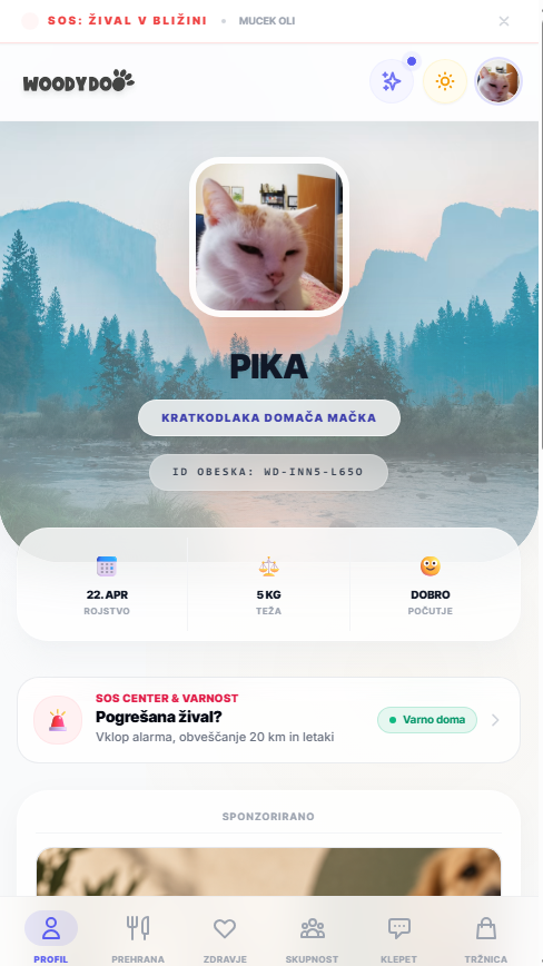 WoodyDoo aplikacija – Profil ljubljenčka